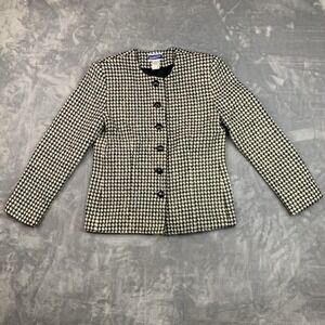 Pendleton Blazer Women's 2 Houndstooth Wool Black and White Jacket Vintage USA